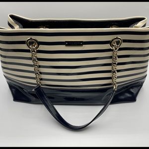 EUC Kate Spade Navy and White Striped Purse